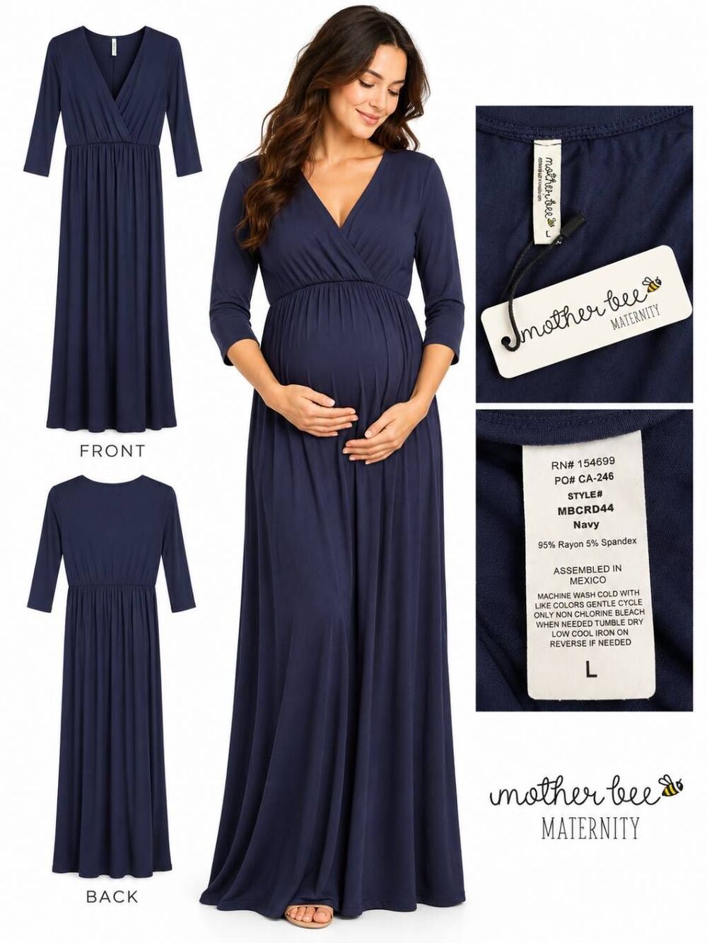 NWT Mother Bee Large Navy LS Maxi Dress